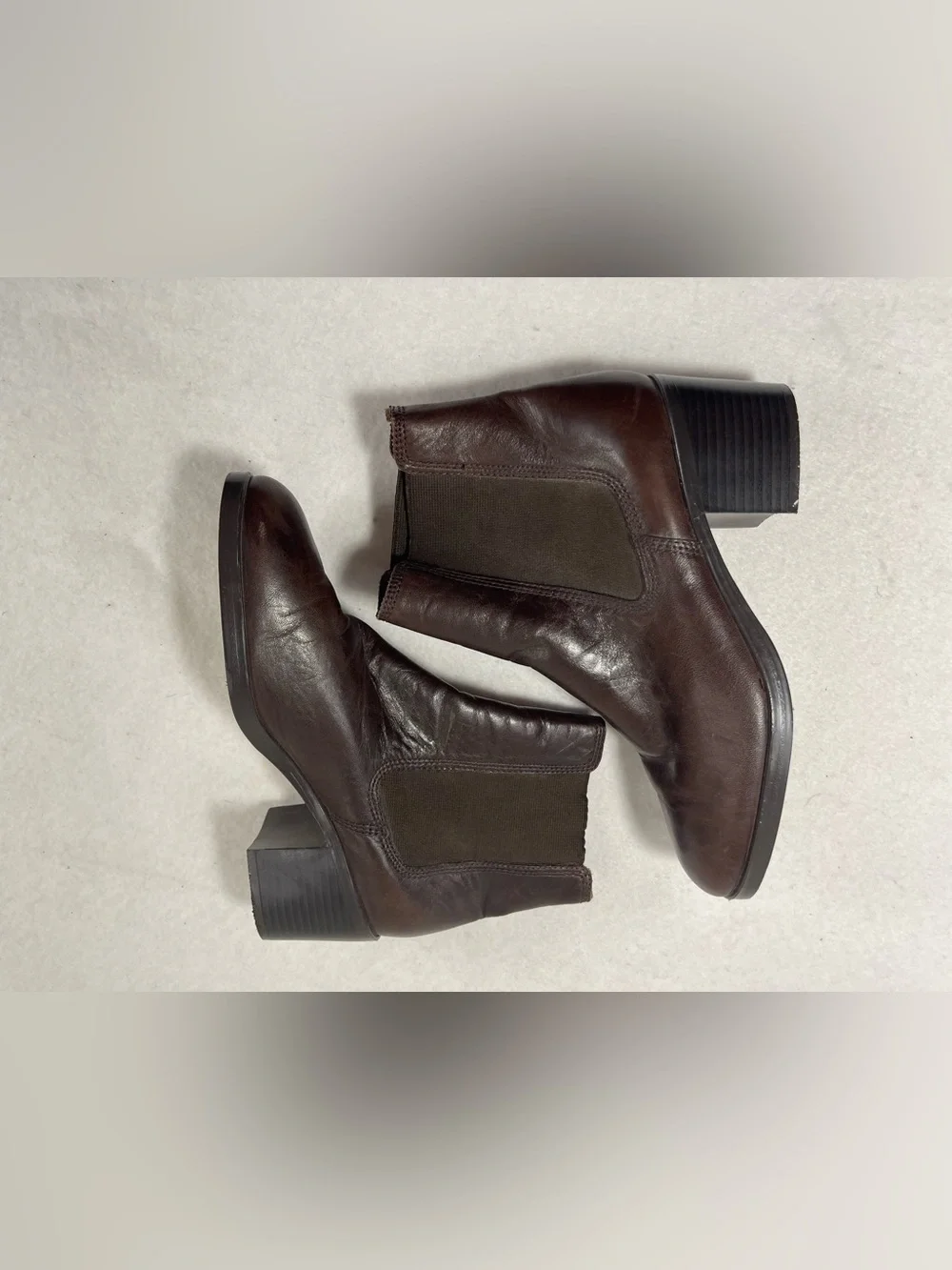 Mootsies Tootsies Brown Leather Chelsea Ankle Boots Women’s 7.5M Block Heel